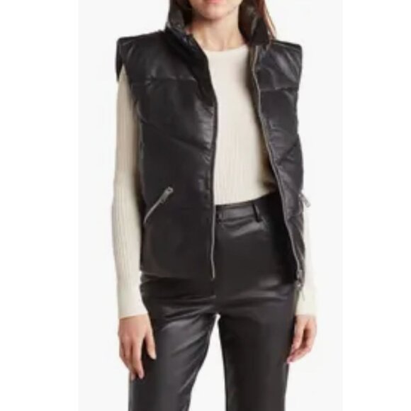 WALTER BAKER Landon Leather Puffer Vest S - Picture 1 of 11